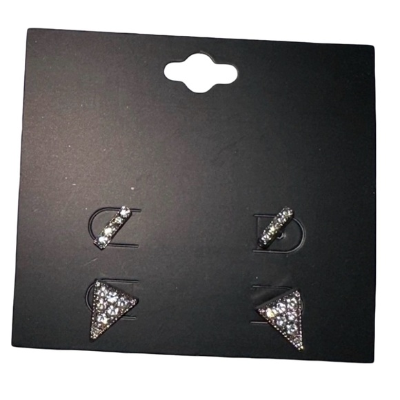 Jewelry - Crystal Duo Stud Earring Set- Modern Geometric Glam